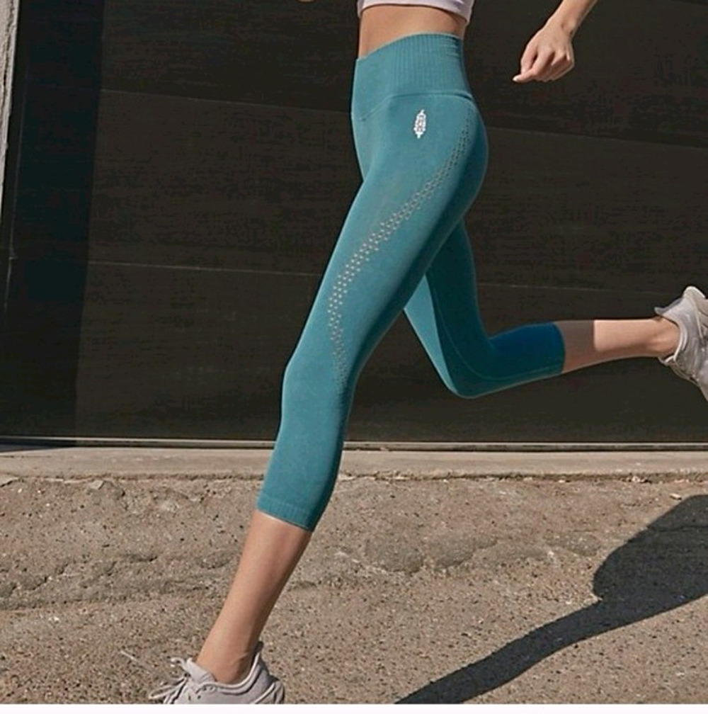 FP Movement Good Karma High Rise Cropped Leggings Teal Blue Green Size XS/S